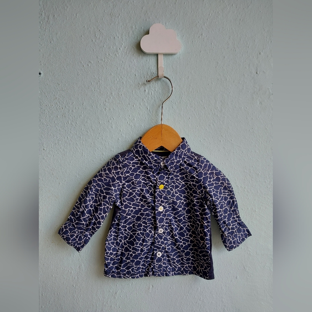 IKKS Navy Blue Girafe Print Button Up